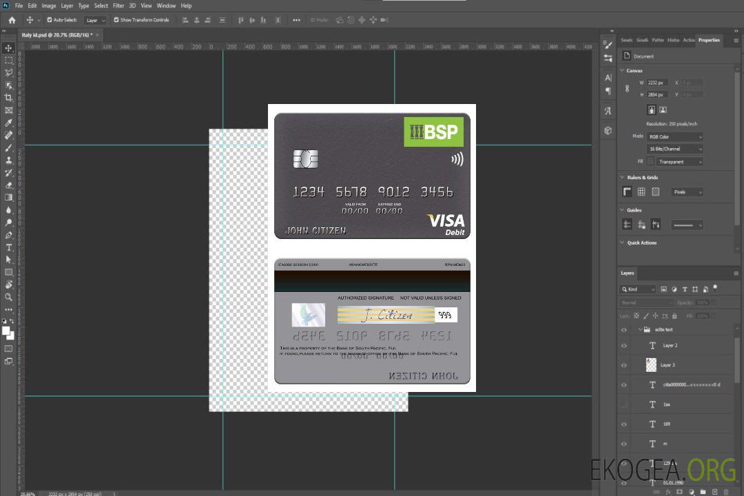 Carte de débit visa de la Fiji Bank of South Pacific template